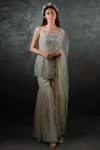 Shop_COUTURE BY NIHARIKA_White Organza, Taiwan Net Round Embroidered Kurta Set _at_Aza_Fashions