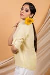 Priya Chaudhary_Yellow Cotton Linen Embroidery Shirt For Kids_Online_at_Aza_Fashions