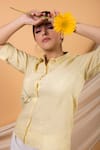 Buy_Priya Chaudhary_Yellow Cotton Linen Embroidery Shirt For Kids_at_Aza_Fashions