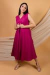 Priya Chaudhary_Pink Cotton Linen Dress_Online_at_Aza_Fashions