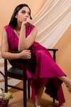 Shop_Priya Chaudhary_Pink Cotton Linen Dress_Online_at_Aza_Fashions