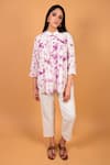 Buy_Priya Chaudhary_White Cotton Embroidery Tie-dye Tunic And Pant Set For Kids_at_Aza_Fashions