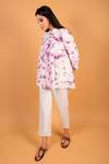 Priya Chaudhary_White Cotton Embroidery Tie-dye Tunic And Pant Set For Kids_Online_at_Aza_Fashions