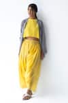 Urvashi Kaur_Yellow Silk Cotton Embroidery Round Crop Top  _Online_at_Aza_Fashions