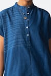Buy_Urvashi Kaur_Blue Cotton Mandarin Collar Straight Tunic  _Online_at_Aza_Fashions