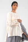Buy_Urvashi Kaur_Off White Cotton Round Neck Full Sleeve Top _at_Aza_Fashions