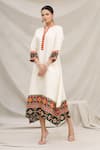 Buy_Meghna Panchmatia_White Linen Silk Mandarin Collar Dress _at_Aza_Fashions