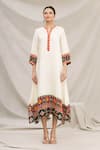 Meghna Panchmatia_White Linen Silk Mandarin Collar Dress _Online_at_Aza_Fashions