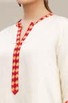 Meghna Panchmatia_White Linen Silk Mandarin Collar Dress _at_Aza_Fashions
