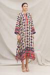 Meghna Panchmatia_White Silk Blend Round Printed Dress _Online_at_Aza_Fashions