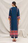 Shop_Meghna Panchmatia_Blue Silk Blend Embroidery Round Printed Kurta _at_Aza_Fashions
