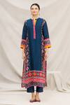 Shop_Meghna Panchmatia_Blue Silk Blend Embroidery Round Printed Kurta _Online_at_Aza_Fashions
