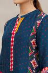 Meghna Panchmatia_Blue Silk Blend Embroidery Round Printed Kurta _at_Aza_Fashions
