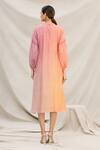 Shop_Meghna Panchmatia_Peach Chanderi Silk Round Ombre Dress _at_Aza_Fashions