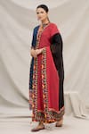 Buy_Meghna Panchmatia_Pink Chanderi Silk Dupatta _Online_at_Aza_Fashions
