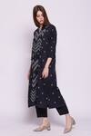 Buy_Shivani Bhargava_Black Cotton Embroidery Notched Bandhani Print Kurta And Pant Set _Online_at_Aza_Fashions