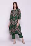Buy_Shivani Bhargava_Green Silk Chanderi Embroidery Round Kurta And Pant Set_at_Aza_Fashions