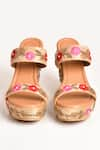 Shop_Sole House_Beige Embroidered Floral Wedges _at_Aza_Fashions