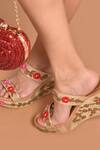 Sole House_Beige Embroidered Floral Wedges _Online_at_Aza_Fashions