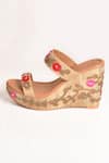 Buy_Sole House_Beige Embroidered Floral Wedges _Online_at_Aza_Fashions