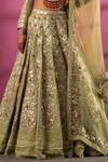 Shop_Rachit Khanna_Green Raw Silk V Neck Embroidered Bridal Lehenga Set _Online_at_Aza_Fashions
