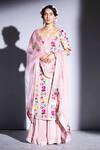 Buy_Rachit Khanna_Pink Georgette V Neck Embroidered Kurta Set_at_Aza_Fashions