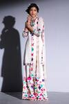 Shop_Rachit Khanna_Beige Georgette Embroidery Round Kurta Set  _at_Aza_Fashions