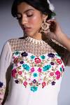 Rachit Khanna_Beige Georgette Embroidery Round Kurta Set  _Online_at_Aza_Fashions