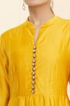 Khwaab by Sanjana Lakhani_Yellow Chanderi Embroidery Mandarin Collar Solid Anarkali _at_Aza_Fashions