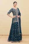 Buy_Khwaab by Sanjana Lakhani_Blue Georgette Embroidery Boat Kurta And Lehenga Set _at_Aza_Fashions