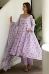 Buy Taro Purple Anarkali Handwoven Cotton Silk, Dupatta Chiffon, Pant Mulmul Scoop Set at Aza Fashions Buy_Taro_Purple Anarkali Handwoven Cotton Silk, Dupatta Chiffon, Pant Mulmul Scoop Set _at_Aza_Fashions