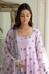 Taro Purple Anarkali Handwoven Cotton Silk, Dupatta Chiffon, Pant Mulmul Scoop Set at Aza Fashions Taro_Purple Anarkali Handwoven Cotton Silk, Dupatta Chiffon, Pant Mulmul Scoop Set _at_Aza_Fashions