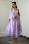 Buy_Taro_Purple Anarkali Handwoven Cotton, Dupatta Chiffon, Pant Mulmul Scoop Neck Set _at_Aza_Fashions