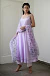 Buy_Taro_Purple Anarkali Handwoven Cotton, Dupatta Chiffon, Pant Mulmul Scoop Neck Set _Online_at_Aza_Fashions