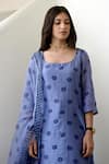 Buy_Taro_Blue Kurta And Pant Handwoven Chanderi Silk Embroidery Scoop Neck Set _Online_at_Aza_Fashions