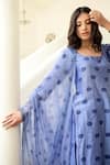 Shop_Taro_Blue Kurta And Pant Handwoven Chanderi Silk Embroidery Scoop Neck Set _Online_at_Aza_Fashions