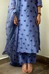 Taro_Blue Kurta And Pant Handwoven Chanderi Silk Embroidery Scoop Neck Set _at_Aza_Fashions