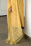 Shop_Taro_Yellow Kurta And Pant Handwoven Chanderi Silk Embroidery V Neck Set _Online_at_Aza_Fashions