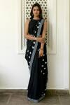 Buy_Taro_Black Handwoven Cotton Silk Saree Set_at_Aza_Fashions