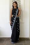 Taro_Black Handwoven Cotton Silk Saree Set_Online_at_Aza_Fashions