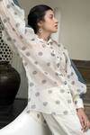 Buy_Taro_White Organza, Handwoven Cotton Shirt Collar _Online_at_Aza_Fashions