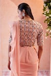 Ridhi Mehra_Peach Blouse Net Saree Chiffon Embroidery Ambre Draped Ruffle With  _Online_at_Aza_Fashions