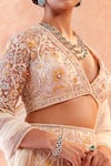 Shop_Ridhi Mehra_White Net Embroidery V Neck Belora Bridal Lehenga Set _at_Aza_Fashions