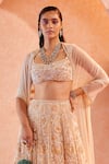 Ridhi Mehra_White Net Embroidery U Neck Gamila Bridal Lehenga Set _Online_at_Aza_Fashions