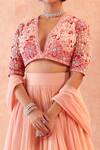 Ridhi Mehra_Peach Blouse Suzzone Tiered Lehenga Set_Online_at_Aza_Fashions