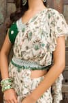 Shop_Chhavvi Aggarwal_White Georgette V Neck Printed Pre-draped Saree With Blouse _Online_at_Aza_Fashions