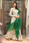 Chhavvi Aggarwal_White Blouse And Palazzo Georgette Dupatta Organza Scoop Neck Printed Set _Online_at_Aza_Fashions