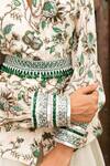 Chhavvi Aggarwal_White Jacket Crepe Palazzo Organza V Neck Printed And Pant Set _at_Aza_Fashions