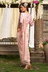 Shop_Chhavvi Aggarwal_Pink Crepe Printed Pant Saree With Blouse_at_Aza_Fashions