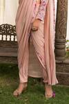 Buy_Chhavvi Aggarwal_Pink Crepe Printed Pant Saree With Blouse_Online_at_Aza_Fashions